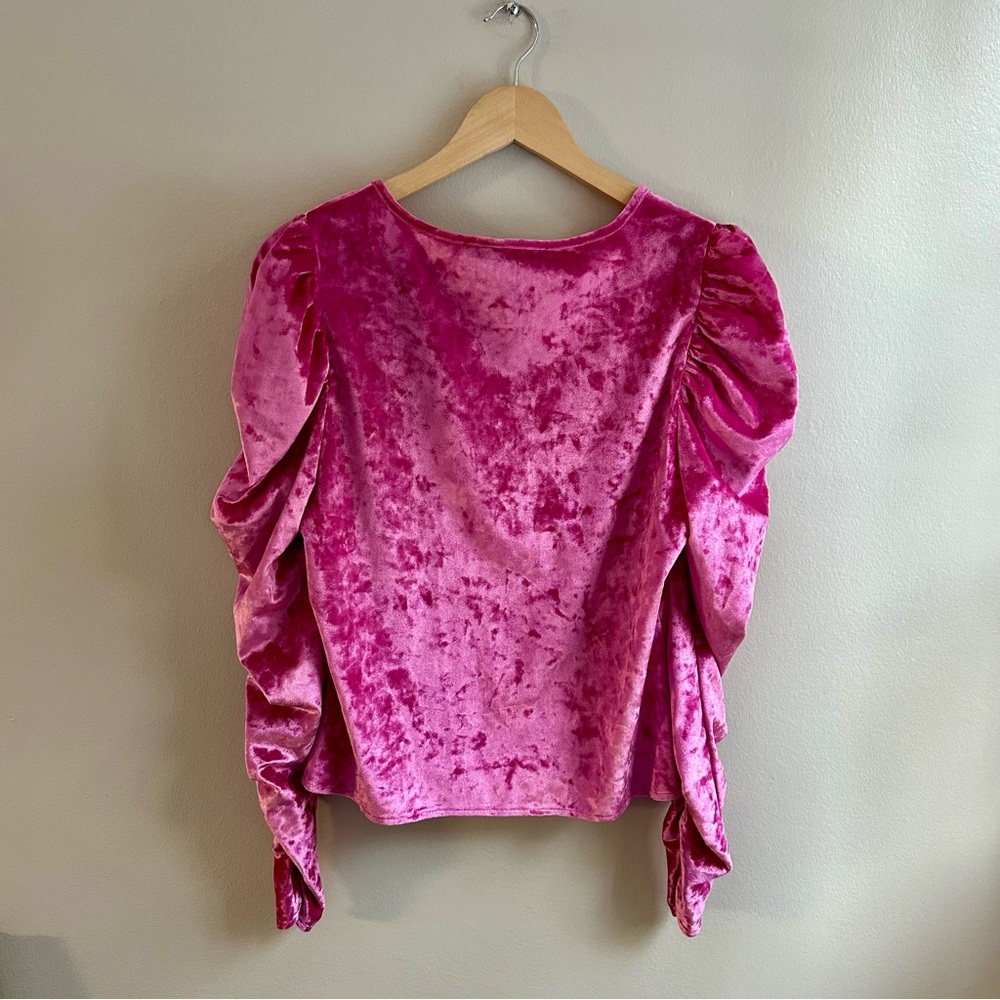 Marc New York Fuchsia Velvet Ruffle Blouse - Picture 4 of 4